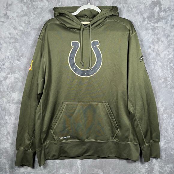 Nike Colts Therma-Fit Salute to Service Hoodie 2XL Green NFL On Field - Picture 1 of 9